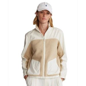 RLX Ralph Lauren Women’s Sherpa Fleece Jacket White Beige Full Zip XS NWT $188